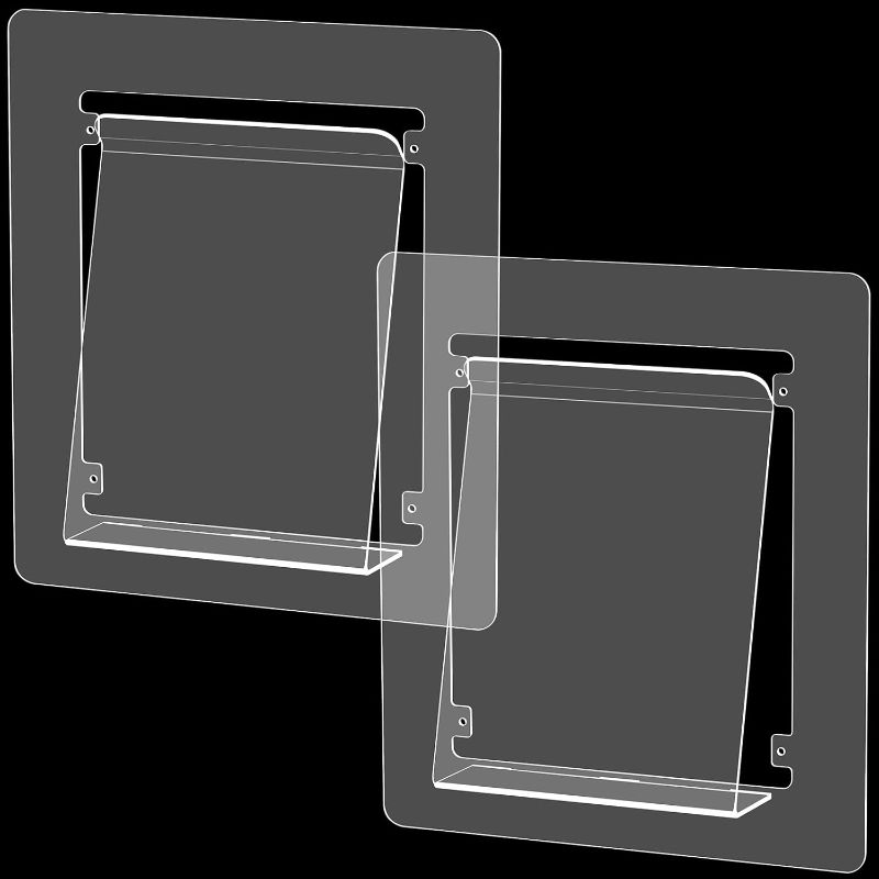 Photo 1 of 2 Pack Clear Wall Mount File Holder Clear Hanging Wall Organizer Acrylic Wall Single Pocket for Charts Mails Folders Notices Catalogs Papers Magazines Menus for Office and Home
