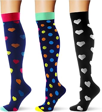 Photo 1 of  (3 pairs) Compression Socks 20-30 mmHg Long Socks for Women and Men Knee High Socks Best Support for Women, SIZE S/M