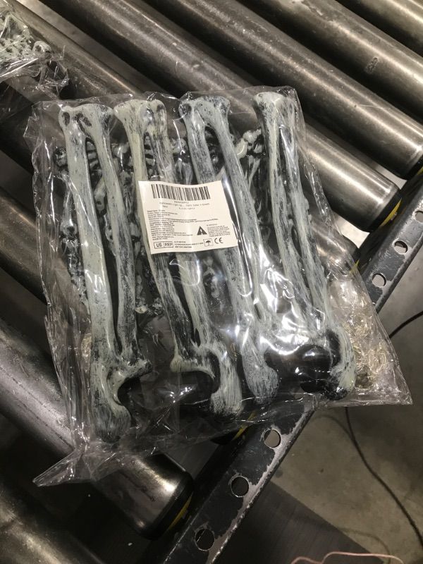 Photo 1 of Halloween Lighted Skeleton Hands Set, Sinranac 4 Pack Light Up Skeleton Arm Stakes, 4 x 3m 240 LED Green & Blue Lights with 3 Modes, Realistic Halloween Yard Outdoor Decorations Graveyard Garden