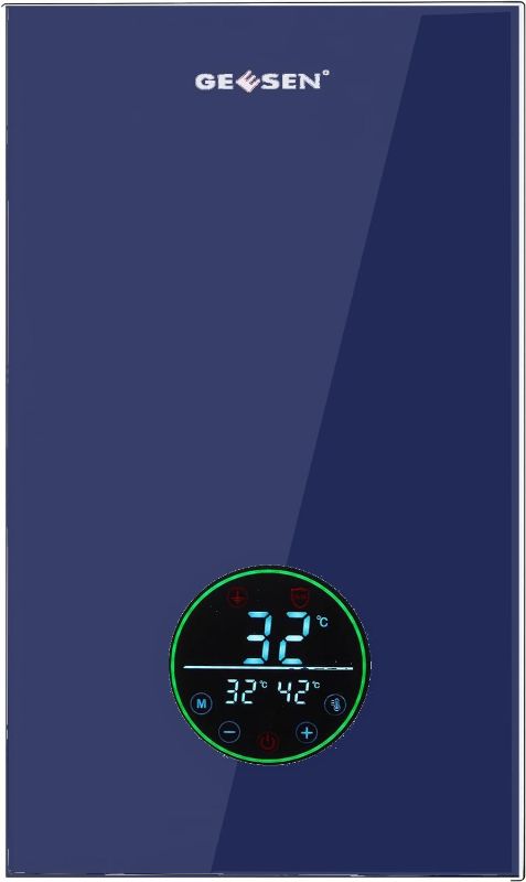 Photo 1 of Tankless Water Heater Electric 9kW 240V, Geesen GE090T Point of Use Sink Instant Hot Water Heater Digital Display, Self-modulating Hard Wired Connection (Blue)