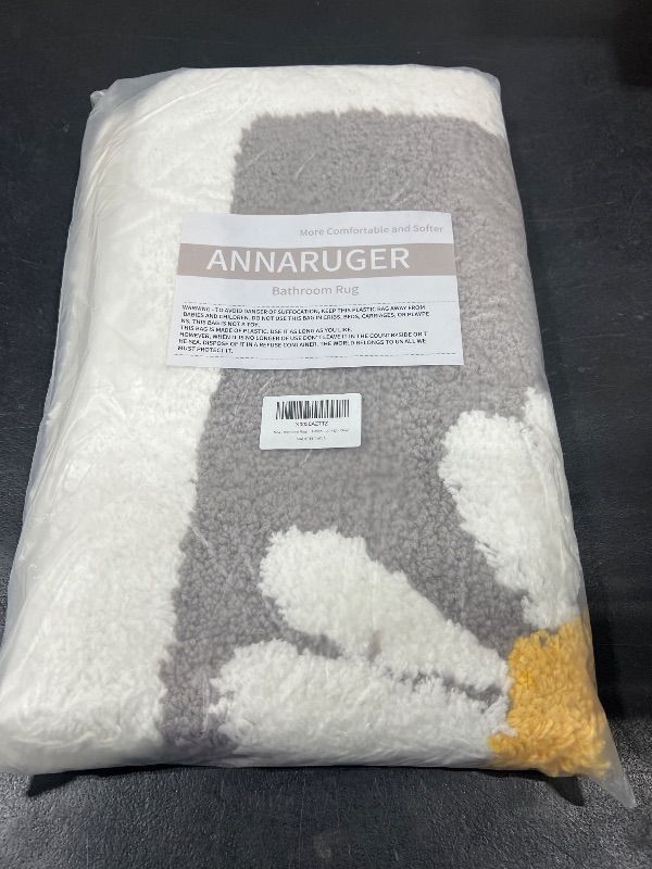 Photo 2 of ANNARUGER Gray Bathroom Rug, Ultra Soft Microfiber Shaggy Bathroom Mats, 20''x 32'', Extra Absorbent Bath Rugs, Machine Washable/Dry, Non-Slip Bathroom Carpet for Tub, Bathroom and Shower