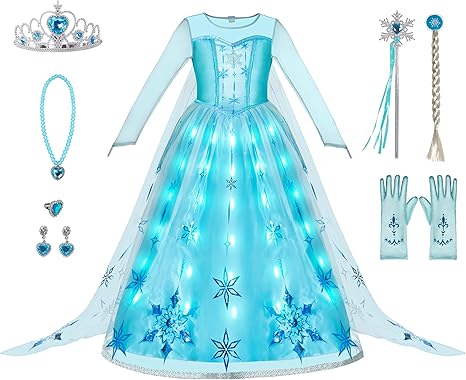 Photo 2 of Spooktacular Creations Halloween Kids Ice Princess Costume, LED Princess Dress Up for Girls, Sequin Dress for Dress-Up Party size 5