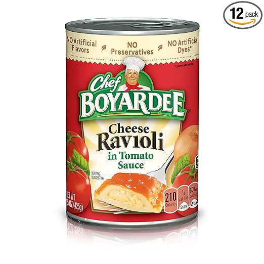 Photo 1 of bb 07-17-2026  Chef Boyardee Cheese Ravioli in Tomato Sauce, 15 oz, 12 Pack