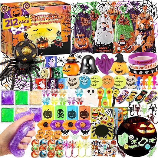 Photo 1 of 212 PCS Halloween Party Favors for Kids, Bulk Halloween Toys for Kids Halloween Treats Bag Stuffers Party Supplies Decor, Non-Candy Halloween Treats Prize Toy, Fun Halloween Gifts Goodie Bags Fillers