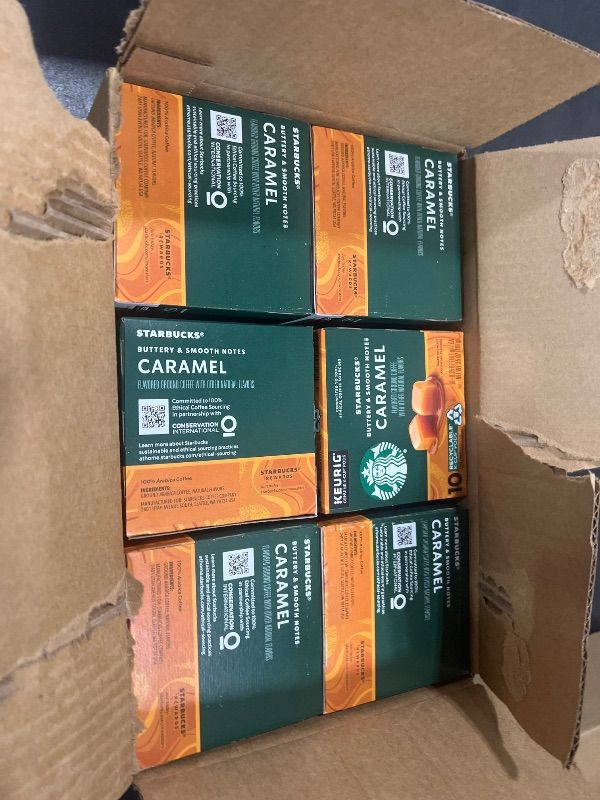 Photo 2 of Starbucks K-Cup Coffee Pods, Caramel Flavored Coffee, Naturally Flavored, 100% Arabica, 1 box (10 pods) Caramel 10 Count (Pack of 6)  EXP 04-2024