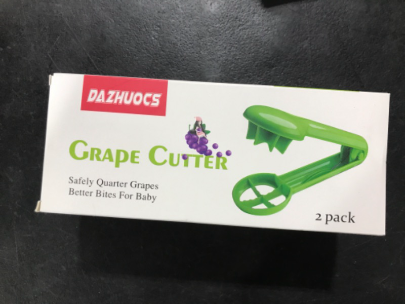 Photo 2 of Dazhuocs Grape Cutter For Kids Toddlers, 2pcs Seedless Grape Baby Cherry Tomatoes Strawberry Slicer For Vegetable Fruit Salad, Kitchen Gadget Tool No Blade (Green)