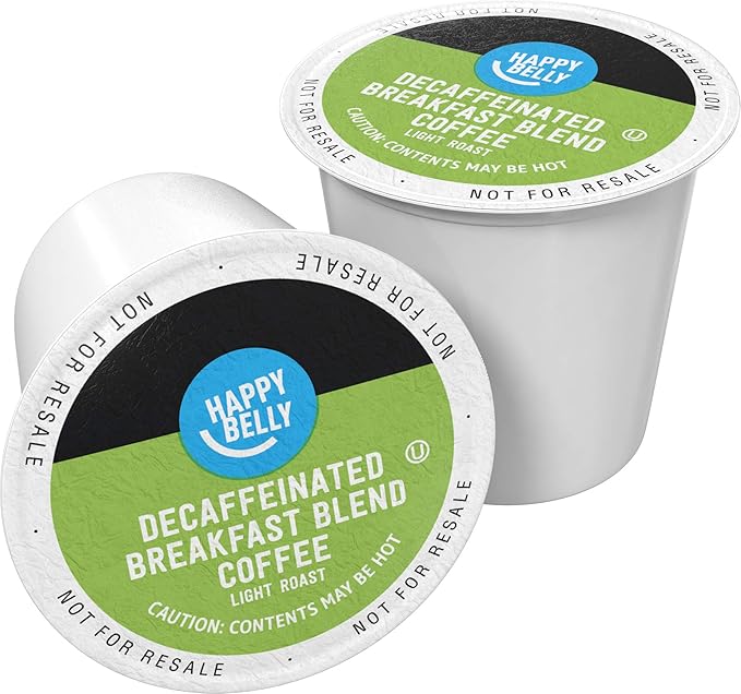 Amazon Brand Happy Belly Decaf Light Roast Coffee Pods, Breakfast