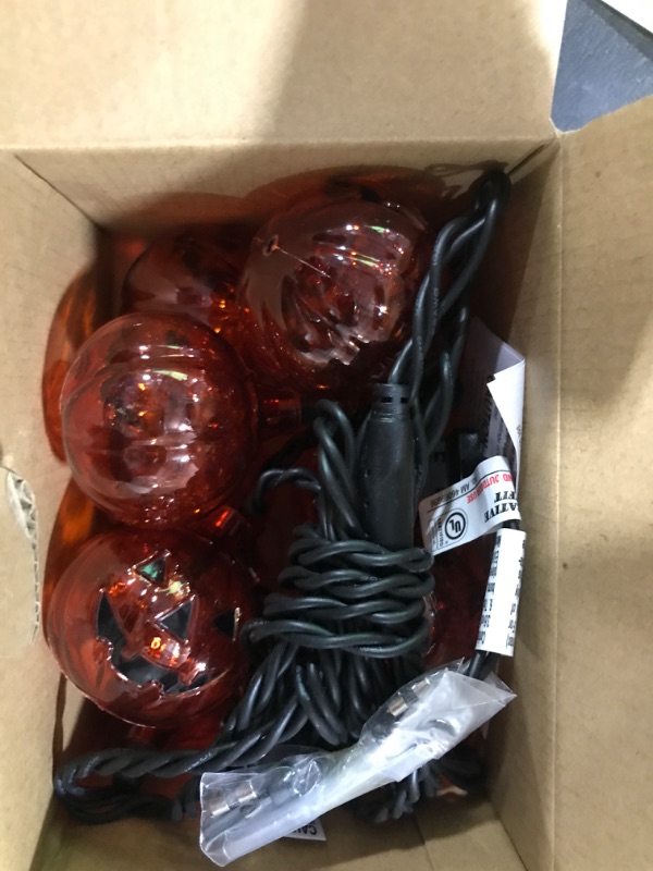 Photo 1 of A-OKHOSE Halloween Pumpkin String Lights, 8.5FT Halloween LED String Lights with 10 Smiling Jack O Lantern Pumpkin Lights, Home and Garden Decorative Lights for Indoor Outdoor Halloween Party Decor