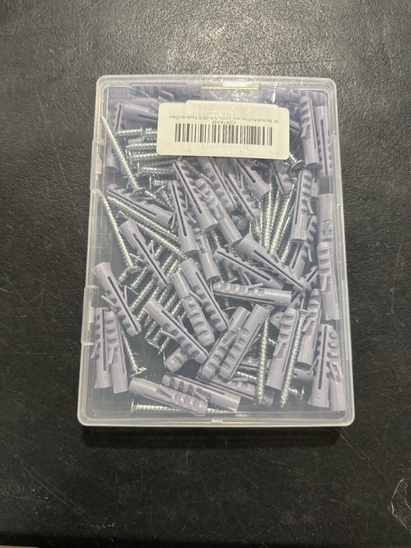 Photo 2 of 100-Piece 8# Drywall Anchors and Screws Combo Pack - Includes 50 Screws and 50 Plastic Wall Anchors for Sturdy Installation - Heavy Duty Screws and Anchors for Home Improvement