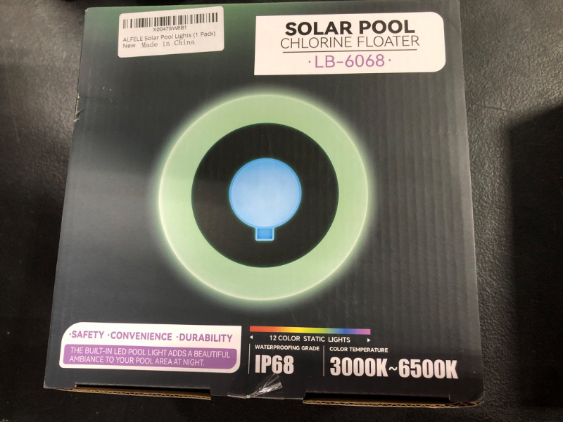 Photo 2 of ALFELE Solar Floating Light with Remote Control, Pool Light with Dynamic RGB Color Changing Effect & Static White Light, IP68 Waterproof Ground Insert Solar Path Light, Pool Party Light, 1 Pack