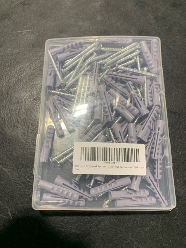 Photo 2 of 100-Piece 8# Drywall Anchors and Screws Set - Screws and Anchors for Drywall - Includes 50 Plastic Wall Anchors and 50 Screws for Simple Setup