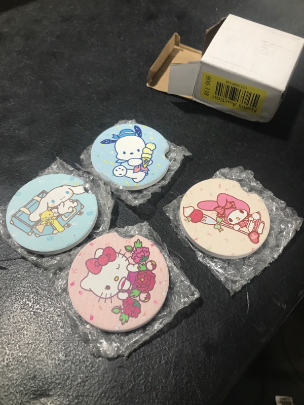 Photo 1 of Kirako Kawaii Cartoon Car Coasters for Cup Holders Automotive Interior Accessories Decor Gifts