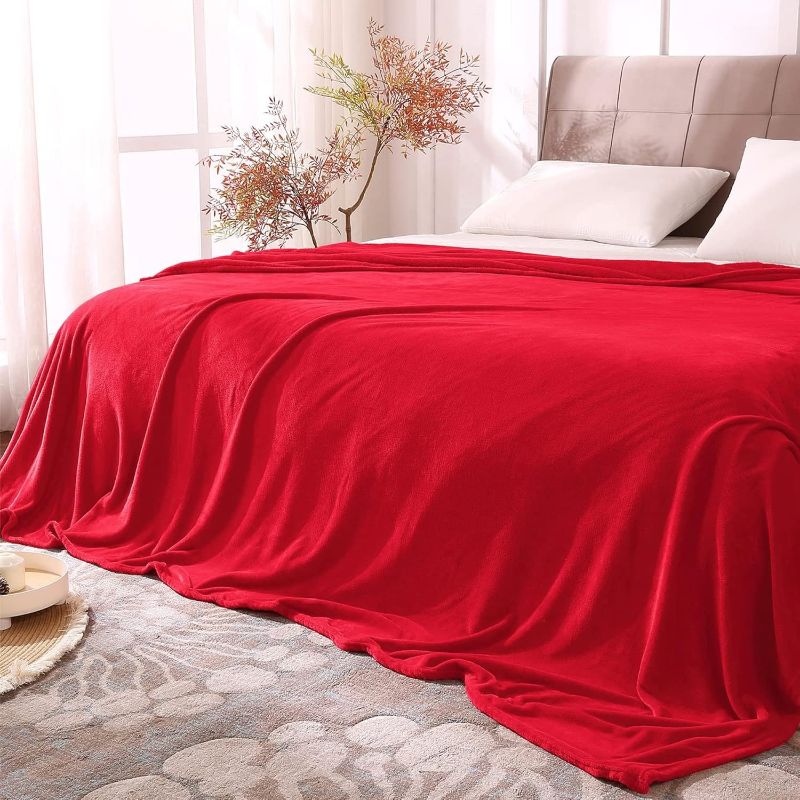 Photo 1 of BEDELITE Fleece Blanket King Size Blankets for Bed, Luxury Plush Cozy Fuzzy Blanket 108x90 inches, Super Soft Warm Lightweight Throw Blanket All Seasons Suitable, Red