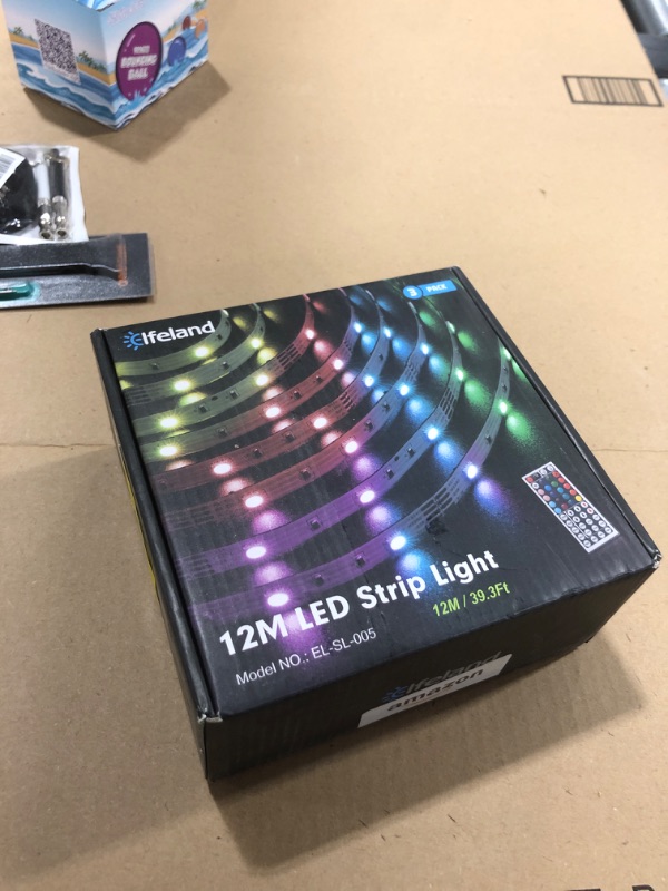 Photo 2 of Elfeland LED Strip Lights 39.3FT/12M 5050 RGB Light Strips Color Changing Rope Lights Flexible Tape Light Kit with 44 Keys Remote Controller and 12V 5A Power Supply