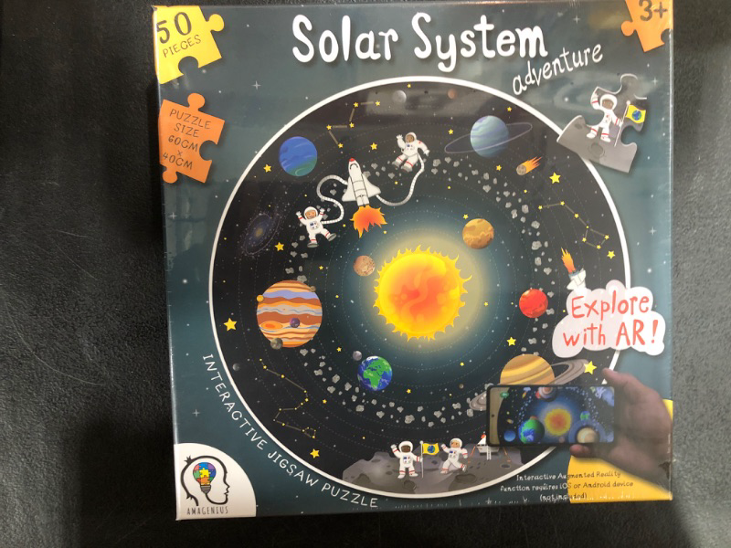 Photo 2 of 50pcs Solar System Puzzle. Smart Technology uses Augmented Reality to Bring Space to Life. Learn Facts About Space! Solar System Design 60cm Diameter. Large Pieces Ages 3+ Requires Compatible Device