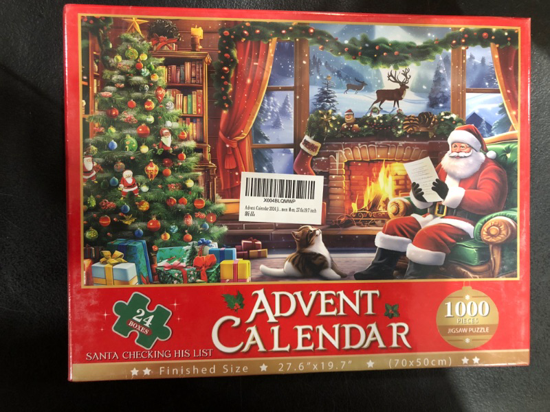 Photo 2 of Advent Calendar 2024 Jigsaw Puzzles for Adults and Kids, 24 Boxes 1000 Pieces Christmas Puzzle - Santa Checking His List, Christmas Countdown Calendar Gifts for Women Men, 27.6x19.7 inch