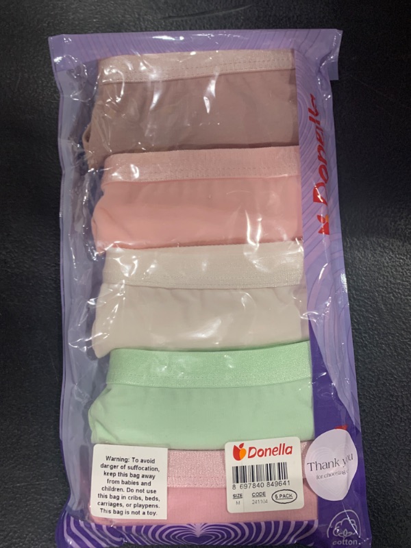 Photo 2 of Donella Womens Thongs Underwear - Soft Stretch Thongs Panties for Women, Assorted Colors 5-Pack, Warm Pastel Shades, Size: M