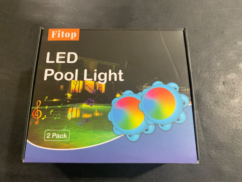 Photo 2 of Fitop LED Pool Lights,Submersible LED Pool Lights for Inground Pools Waterproof IP68,Pool Lights with APP Control 22W RGB Color Changing Pool Light Music Sync 32ft Cord (2packs)