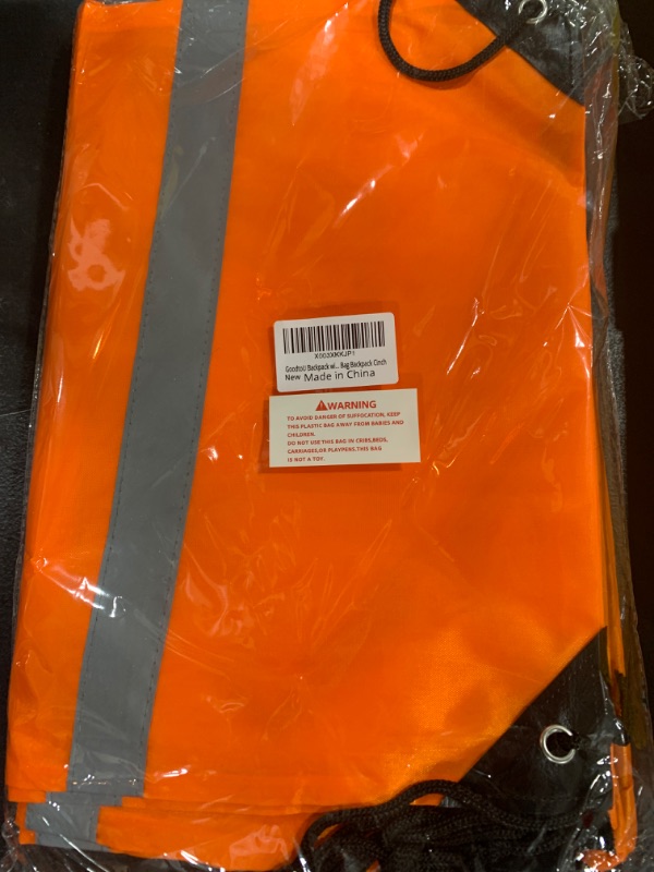 Photo 1 of Drawstring Backpack with Reflective Strip, Backpacks Bulk String Bag Backpack Cinch Sack Bag for Gym Sport Trip Drawstring Backpack for Sport, Traveling, Team (16Pcs, Orange)