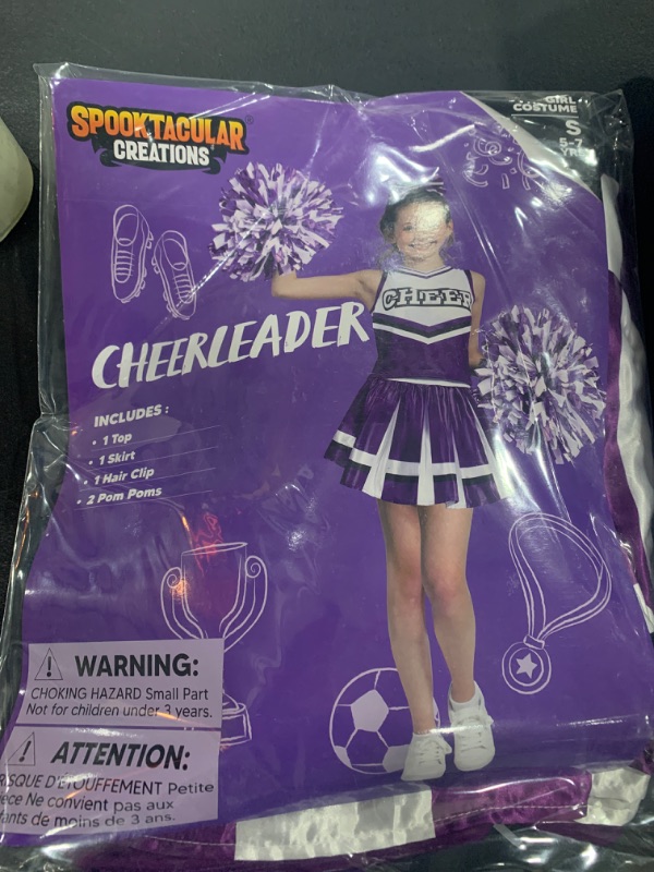 Photo 2 of Spooktacular Creations Cheerleader Costume for Girls, Cute Cheerleading Outfit, Purple and White Cheer Uniform for Halloween Dress Up and Role-Playing-S