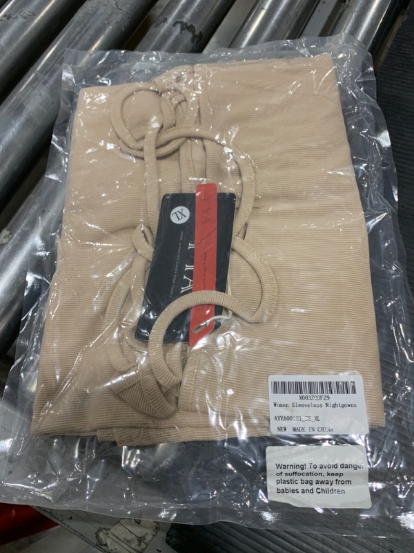 Photo 1 of YYA Sleeveless Nightgowns for Women Sleep Shirts Chemise Night Lingerie Full Slip House Dress Beige XL