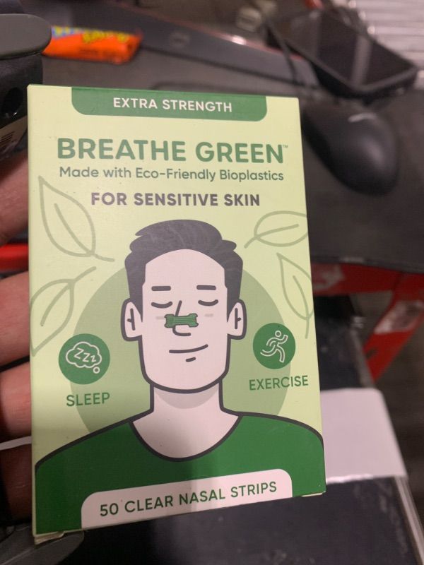 Photo 1 of Breathe Green Nasal Strips | 50 Count | Drug-Free, Extra Strength, Sensitive Skin | Nasal Congestion Relief for Colds & Allergies, Sleep Right, Breathe Easy
