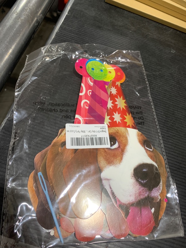 Photo 2 of Beagle Birthday Garland, Funny Beagle Face Portrait Happy Birthday Banner, Dog Bday Party Supplies
