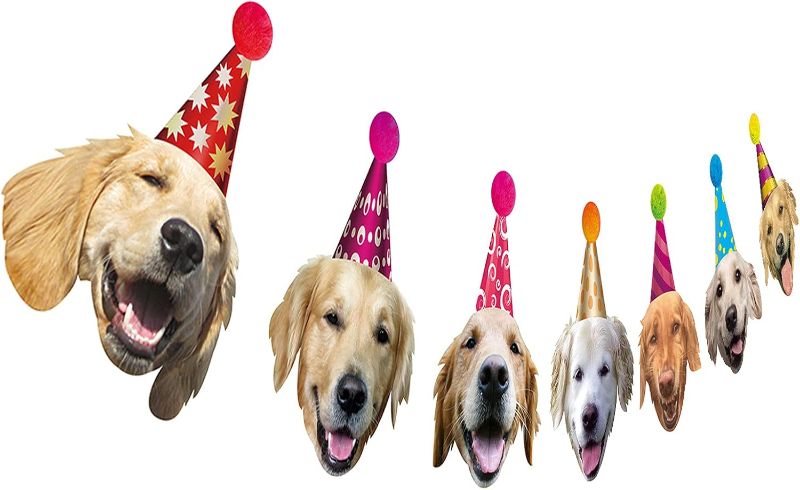 Photo 1 of Golden Retriever Birthday Garland, Dog Face Portrait Birthday Banner, Bday Bunting Decoration…
