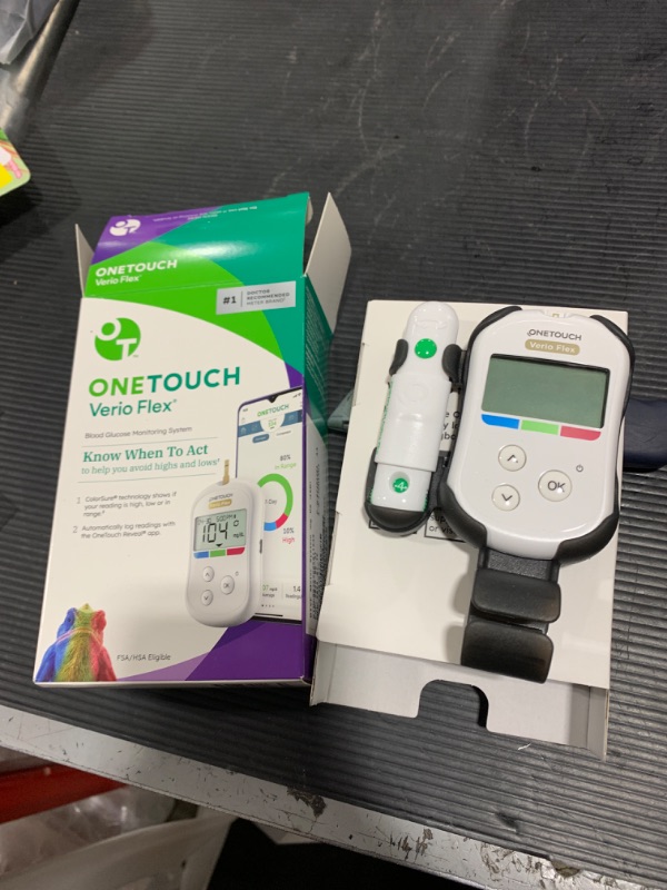 Photo 1 of OneTouch Verio Flex Blood Glucose Meter For Sugar Test Kit | Includes Blood Glucose Monitor, Lancing Device, 10 Sterile Lancets, and Carrying Case