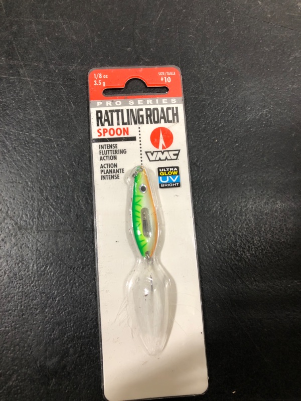 Photo 2 of VMC Rattling Roach Spoon 1/8 oz Glow Green Fire UV