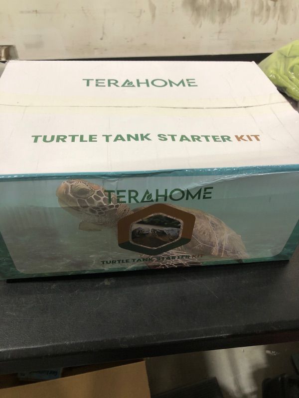 Photo 2 of Terahome Turtle Tank Starter Kit - All-in-One Habitat Kit for Small Reptiles - Easy Clean & Animal Friendly - Complete Turtle Aquarium Set, White