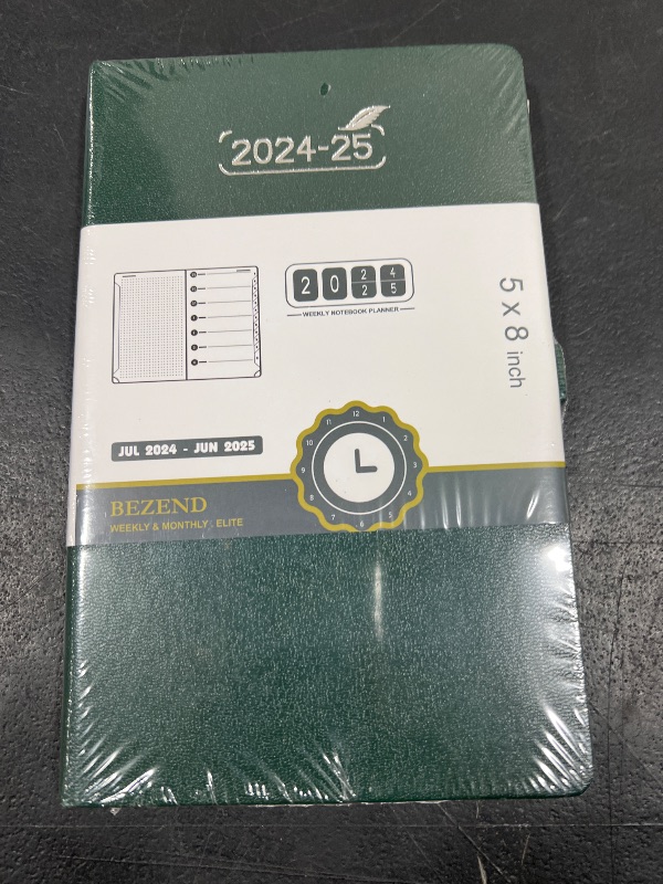 Photo 2 of BEZEND Planner 2024-2025, 5" x 8" Weekly Notebook Academic Calender-120 GSM Thick Paper-12 Months (July 24 - June 25) Daily Weekly and Monthly with Tabs, Inner Pocket, Hard Cover [Dark Green]