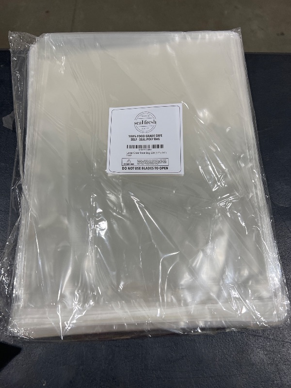 Photo 1 of Seal Fresh Cellophane Bags – 11" x 14" (200 Count) – Clear Plastic Resealable Self Sealing Cellophane Bag – Cellophane Treat Bags, Cookie Bags for Packaging, Candy Bags, Cello Bags, Pastry Bags