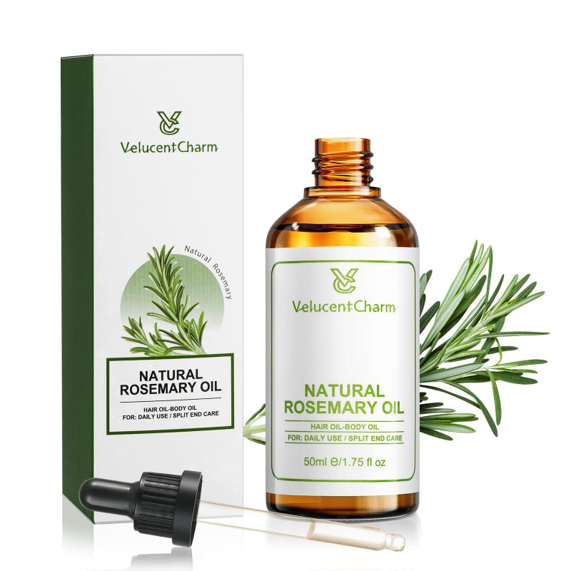 Photo 2 of VelucentCharm Rosemary Organic Hair Growth Oil for All Hair Types with Jojoba and Sweet Almond Oil, Rosemary Essential Oil for Hair and Skin Care, 1.75 Fl oz      bb 05-2027