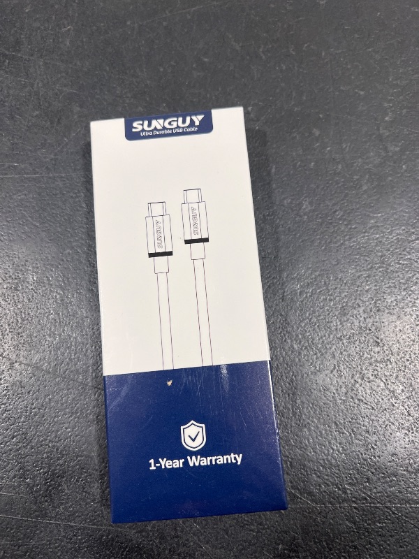 Photo 2 of SUNGUY 60W USB C to USB C Cable 3.3FT, [2-Pack] USBC to USBC Braided 3.1A Fast Charging Cable, Compatible with iPhone 15/15 Pro/15 Pro Max, Galaxy S24/S23/S22, MacBook - Black+White