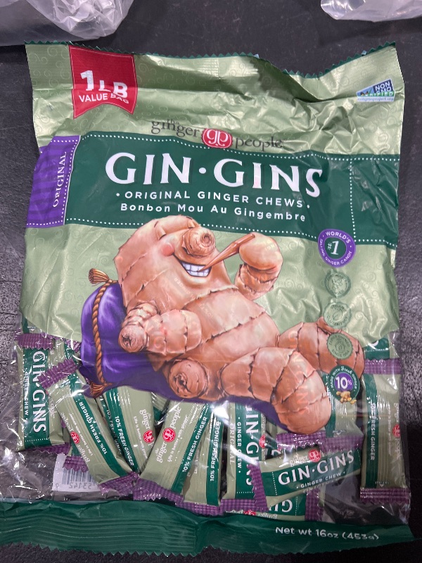 Photo 2 of GIN GINS Original Ginger Chews – Natural Fresh Ginger Candy by The Ginger People – Individually Wrapped Healthy Candy – Original Flavor – Large 1 lb Bag (16oz) – Pack of 1