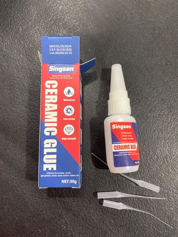 Photo 2 of Ceramic Glue, 30g Super Glue. Instant Ceramic Super Glue for Porcelain and Pottery Repair, Fast Drying, Heat Resistant, Waterproof Strong Adhesive for Bonding Ceramic, Dishes, Tiles, DIY Crafts 2026