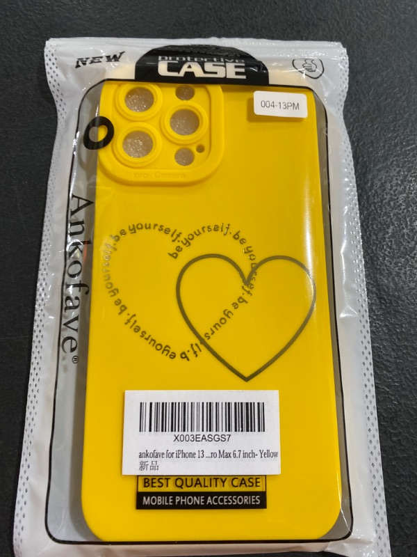 Photo 2 of ankofave for iPhone 13 Pro Max Case for Women Girls Cute, Gold Plated Letter Double Heart Case Soft Shockproof, Full Camera Lens Protective Phone Cases for iPhone 13 Pro Max 6.7 inch- Yellow