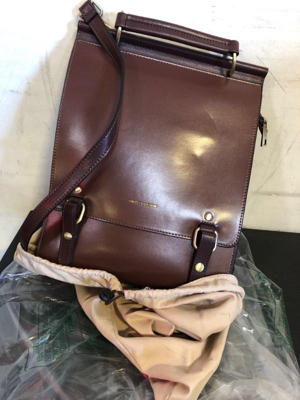 Photo 3 of Cnoles Leather Backpack Purse For Women Fashion Ladies Vintage Bags Casual College Travel Backpacks Large bag Brown