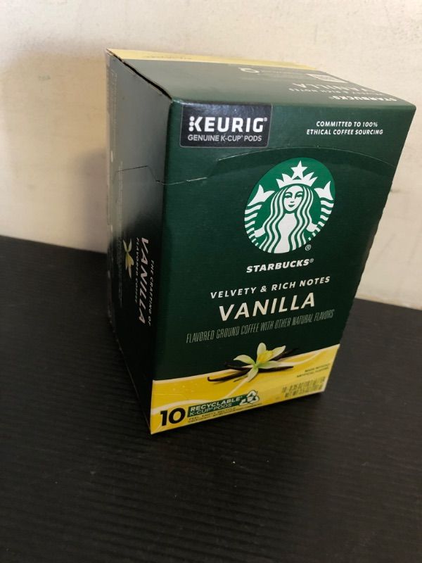 Photo 2 of exp date 03/2025--Starbucks Flavored Coffee K-Cup Pods, Vanilla Flavored Coffee, Made without Artificial Flavors, Keurig Genuine K-Cup Pods, 10 CT K-Cups/Box (Pack of 1 Box) Vanilla 10 Count (Pack of 1)