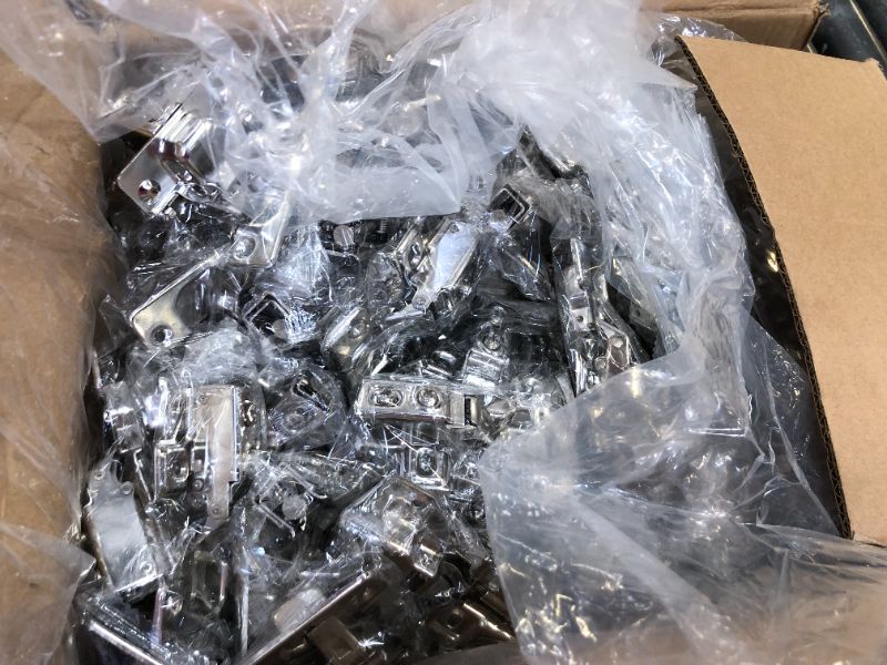 Photo 2 of 100 Pack Soft Closing Cabinet Hinges for Kitchen Cabinets 1/2 Inch Partial Overlay Kitchen Cabinet Hinges 105 Degree Concealed Cabinet Door Hinges with Mounting Screws for Frameless Face Frame Door