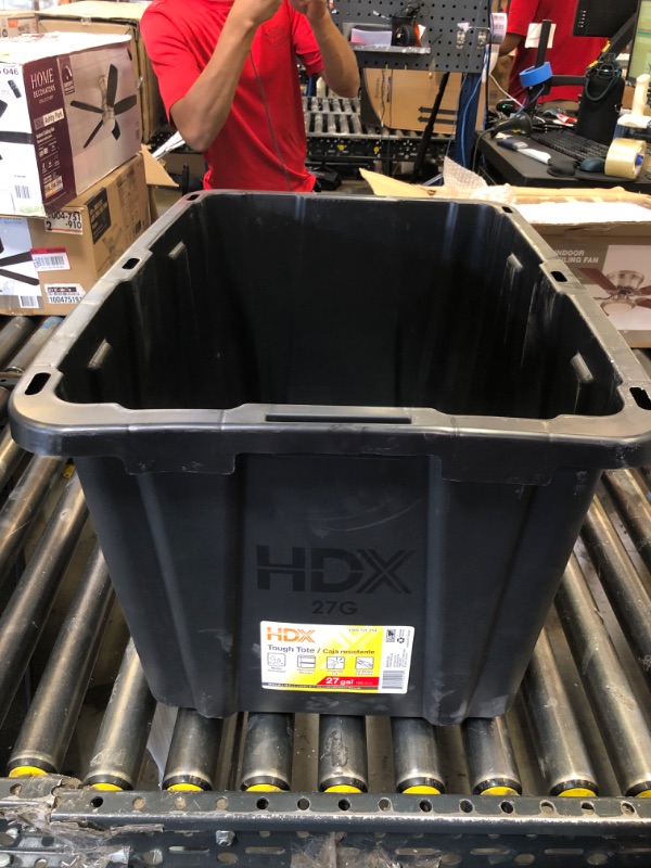 Photo 1 of 27 Gal. Tough Storage Tote in Black NO LID


