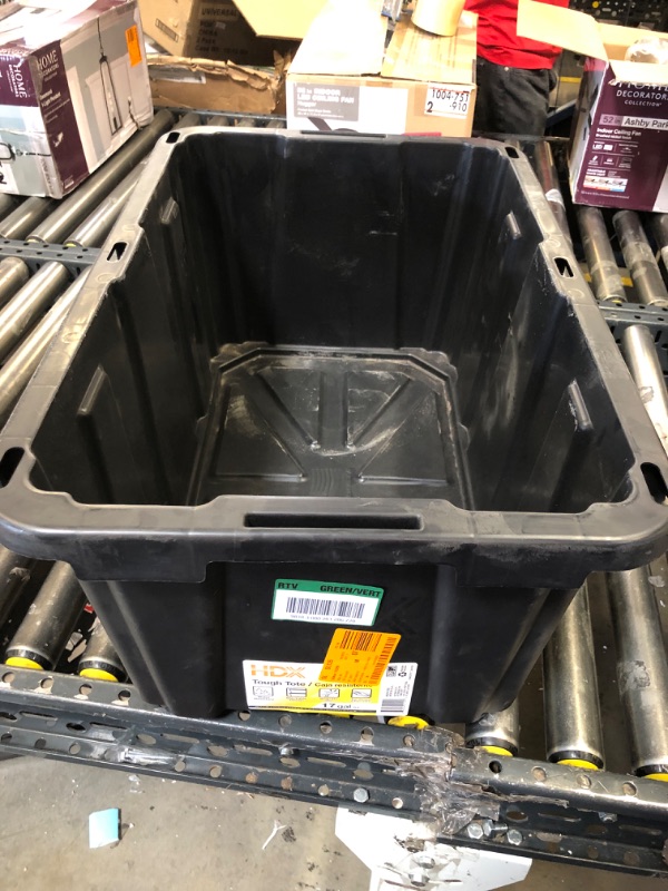 Photo 1 of 17 Gal. Tough Storage Tote in Black NO LID