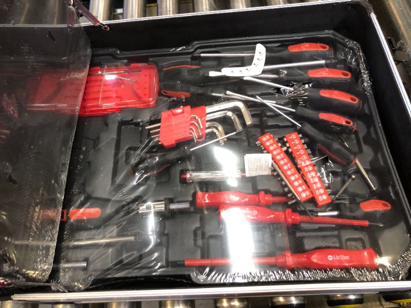 Photo 3 of Tool Sets for Men, Tool Box with Tools, Tool Kit with Rolling Tool Box, Complete Tool Box Set,Household Tool Set, Aluminum Trolley Case Tool Set,Tool kit as Gift on Father's Day