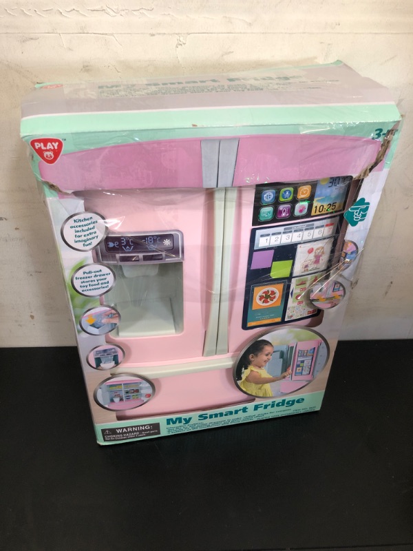 Photo 1 of PLAY Kids Kitchen Refrigerator with Ice Dispenser, Pretend Play Fridge Kitchen Set for Toddlers, Toy Kitchen Appliance Accessories for Girl Boy Christmas Birthday Gift Age 1-3 4-8, Pink