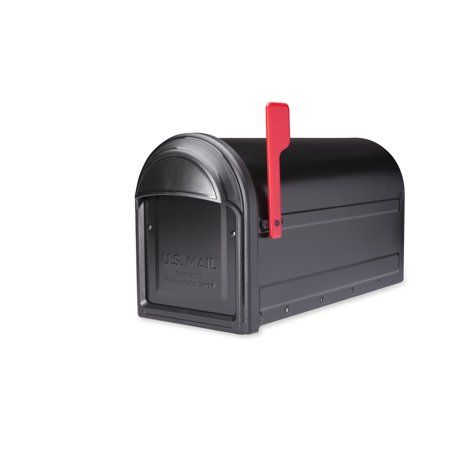 Photo 1 of Architectural Mailboxes Barrington Classic Galvanized Steel Post Mount Black Mailbox
