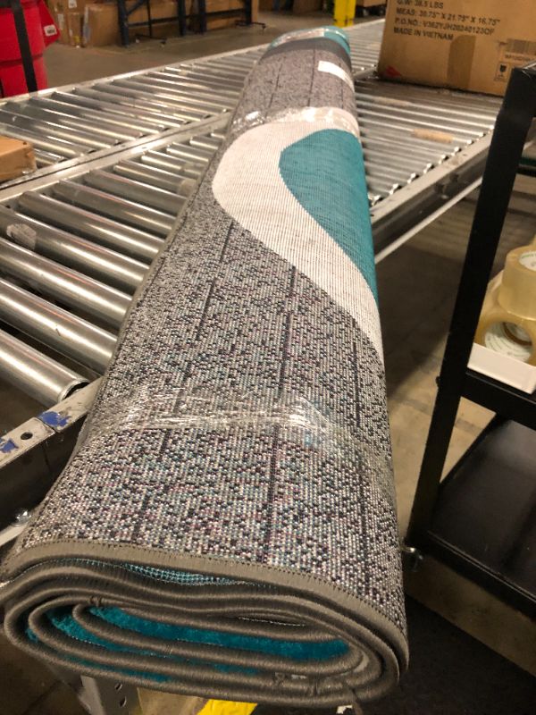 Photo 2 of 0327 Turquoise 6'5x9'2 Area Rug Carpet Large New