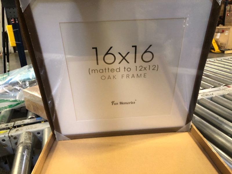 Photo 1 of 16x16 Picture Frames for Wall, Square Picture Frame 16 x 16 - Solid Oak Wood, Tempered Glass, 16x16 Frame Matted to 12x12, 16"x16" Wood Photo Frames - Walnut Color, 1 Pack
