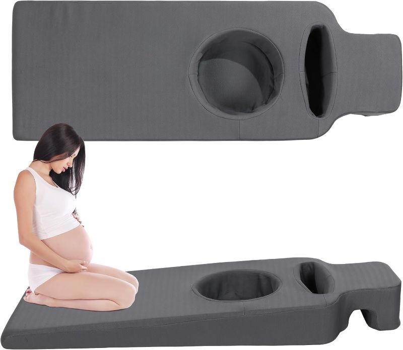 Photo 1 of MABOZOO Foam Pregnancy Bed Cushion, Full Body Pregnancy Pillow Prenatal Pregnancy Positioning Bolster with Hole for Tummy, Maternity Belly Pillow for Stomach Sleeper
