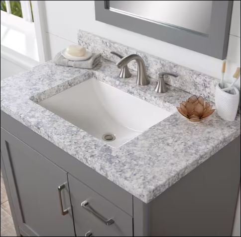 Photo 1 of 37 in. W x 22 in. D Cultured Marble White Rectangular Single Sink Vanity Top in Everest
